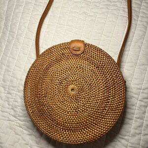 Round Woven Tan Bag